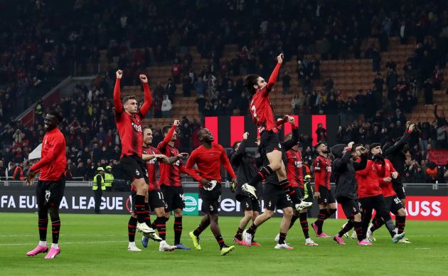 Players of AC Milan celebrate